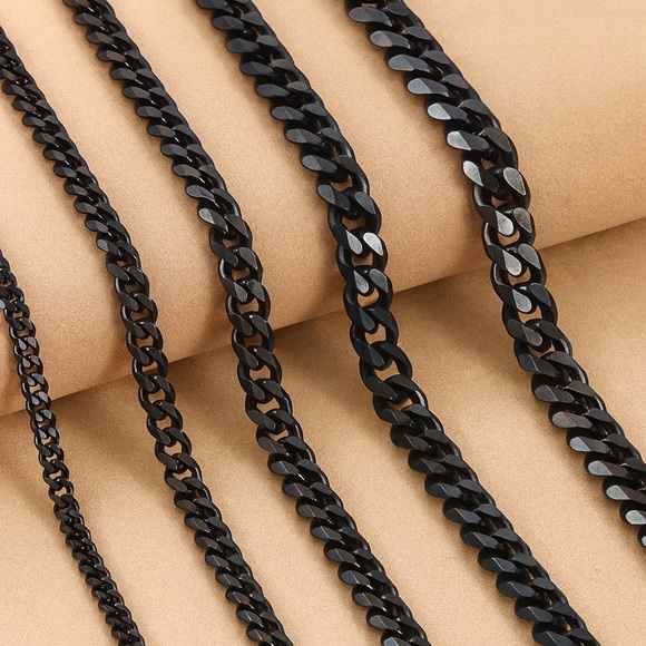 Cuban Link Chain Black lon- Plated 5mm - Picture 4 of 5